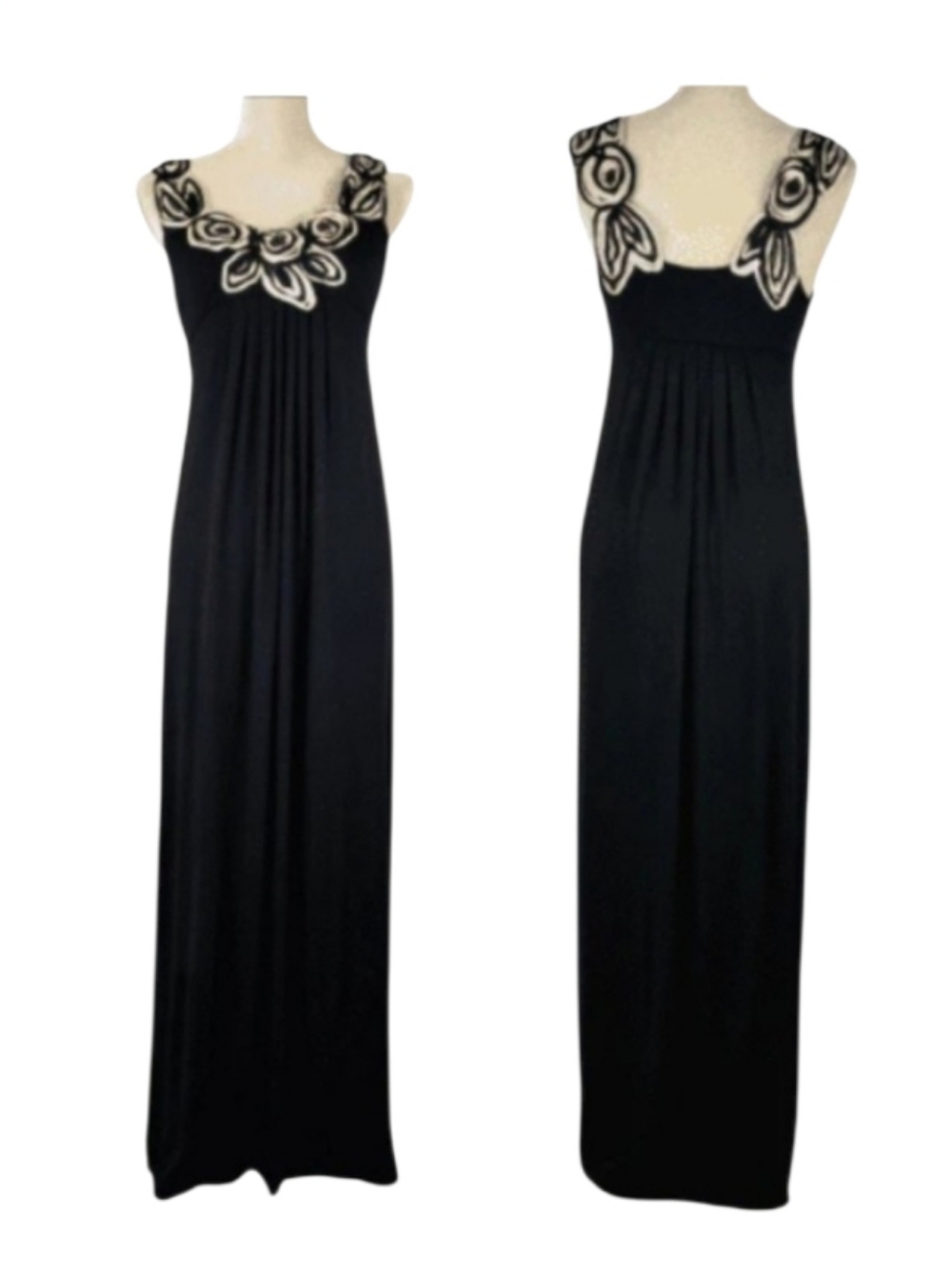 Max Studio Rosette Appliqué Neck Tank Maxi Dress Jersey Knit